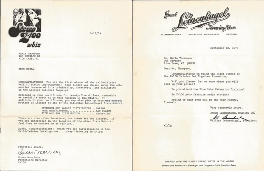 Leinenkugel's letter