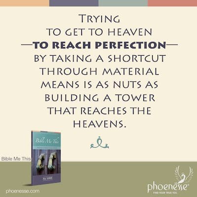 Trying to get to heaven—to reach perfection—by taking a shortcut through material means is just as nuts as building a tower that reaches the heavens.