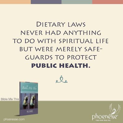 Dietary laws never had anything to do with spiritual life but were merely safeguards to protect public health.