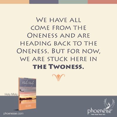 We have all come from the Oneness and are heading back to the Oneness. But for now, we are stuck here in the Twoness.