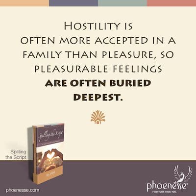 Hostility is often more accepted in a family than pleasure, so pleasurable feelings are often buried deepest.