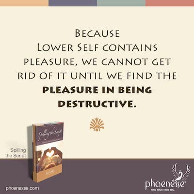 Because Lower Self contains pleasure, we cannot get rid of it until we find the pleasure in being destructive.