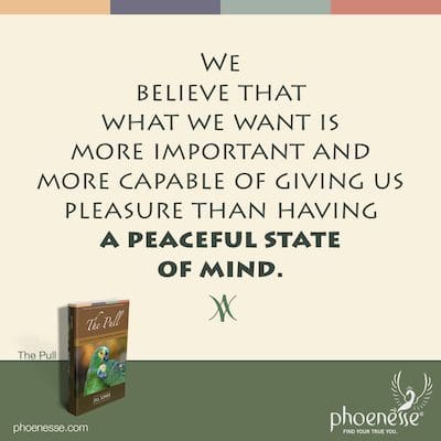 We believe that what we want is more important and more capable of giving us pleasure than having a peaceful state of mind.