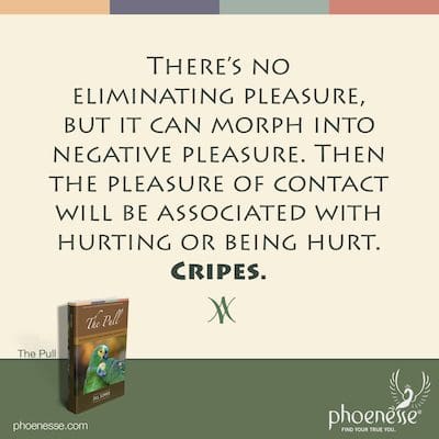 There’s no eliminating pleasure, but it can morph into negative pleasure. Then the pleasure of contact will be associated with hurting or being hurt. Cripes.